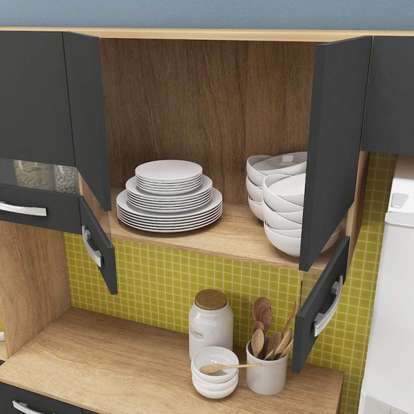 Cozinha Suspensa 9 Portas 2 Gavetas Angra Espresso Móveis Carvalho