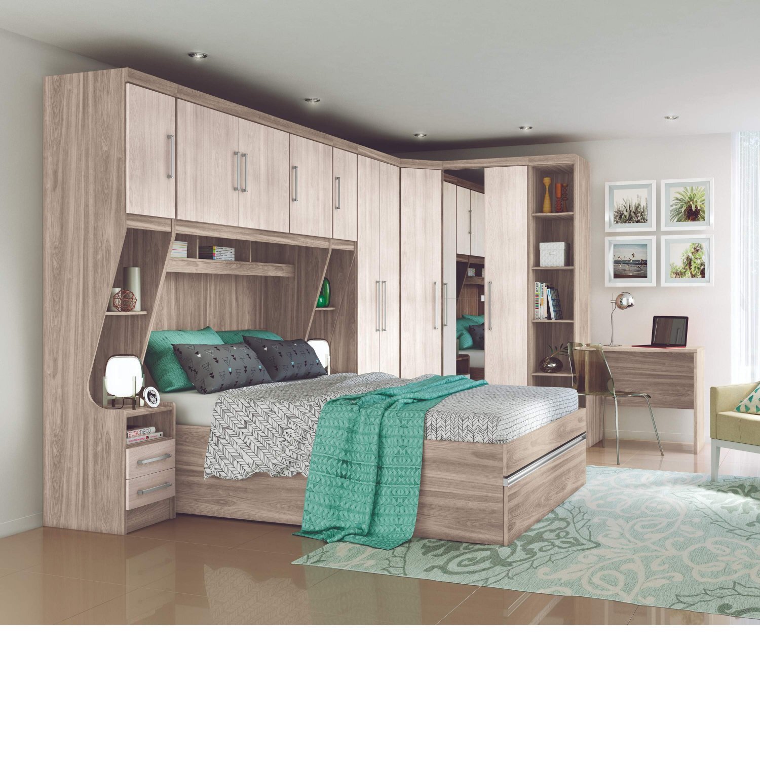 Quarto Casal Completo Com 9 Pecas Nobre Moveis Castro Amendoa Teka Madeiramadeira