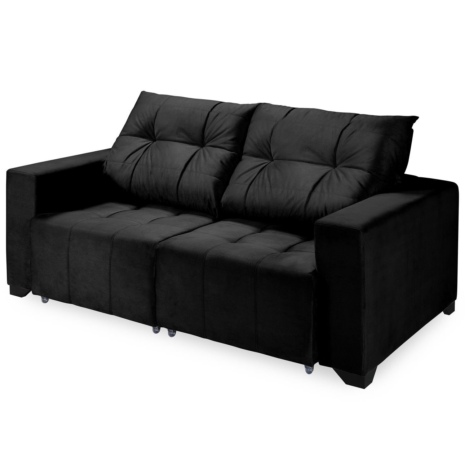 Sofá Retrátil 2 Lugares Hector Império Estofados Preto MadeiraMadeira