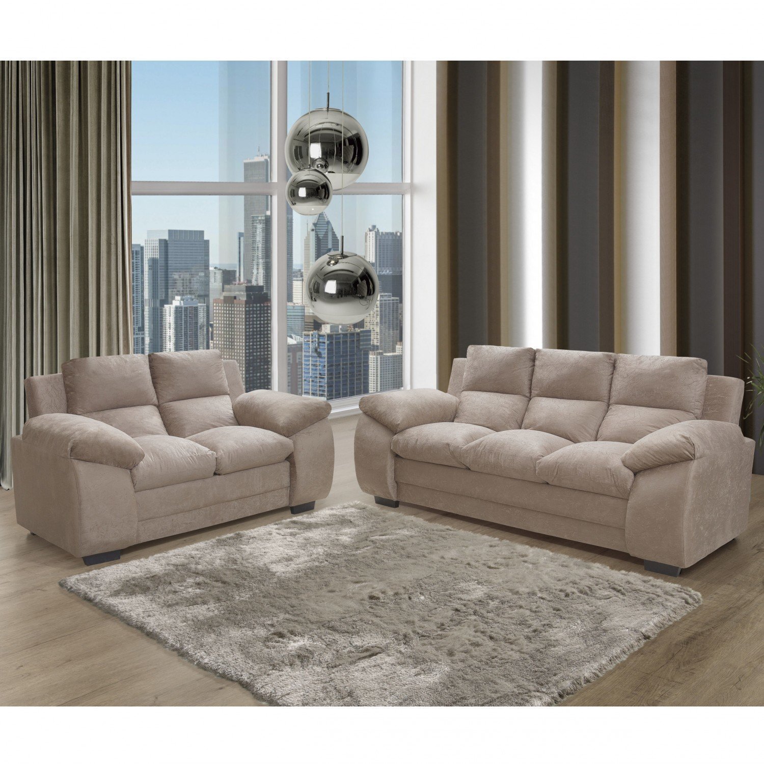 Menor preço em Conjunto Sofá 2 e 3 Lugares Bélgica Hellen Suede Amassado Castor