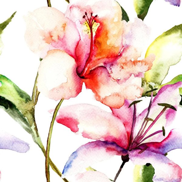 Papel De Parede Adesivo Floral Flores Artistico Aquarela Madeiramadeira