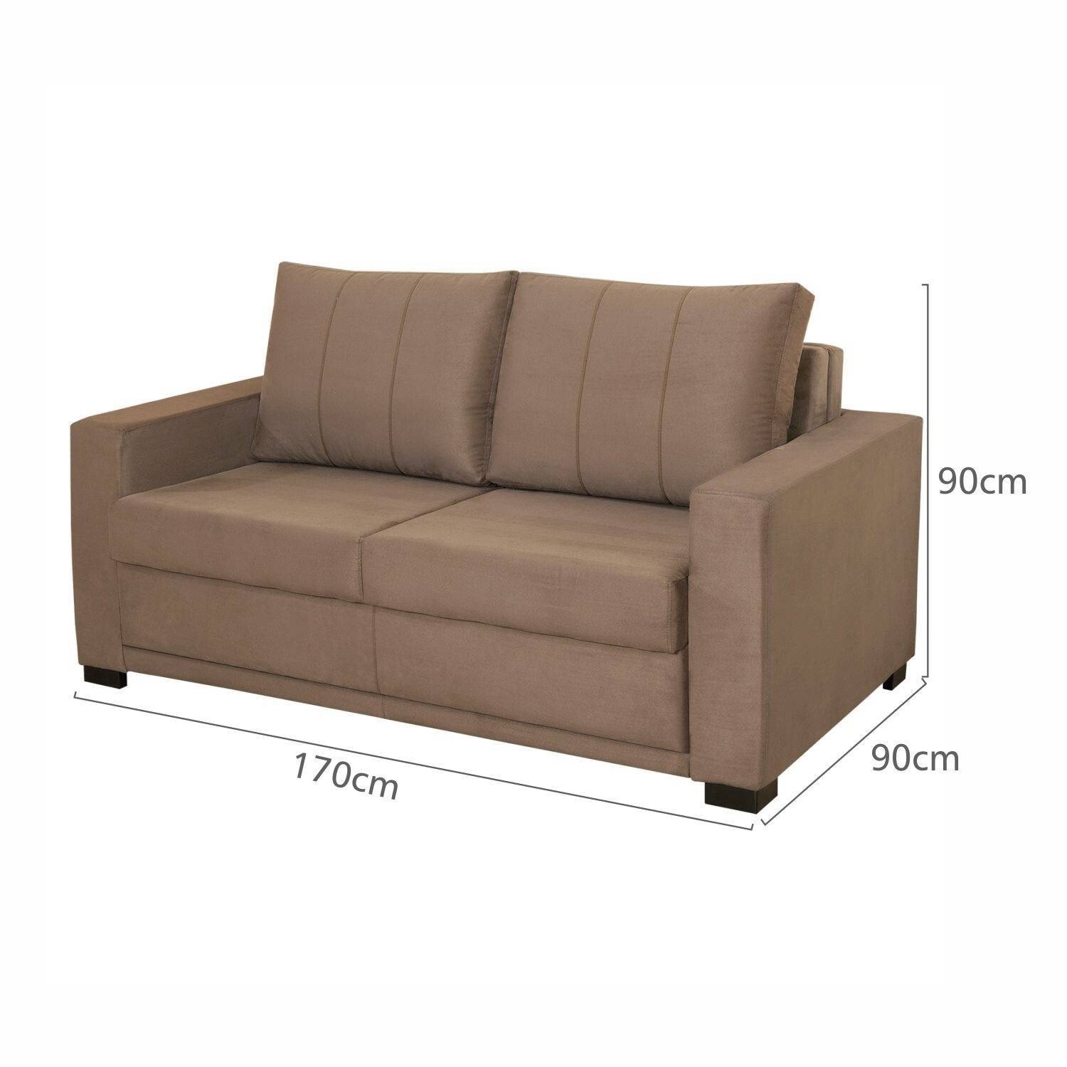 Sofá Cama 2 Lugares Bella Suede Estofamar Marrom MadeiraMadeira