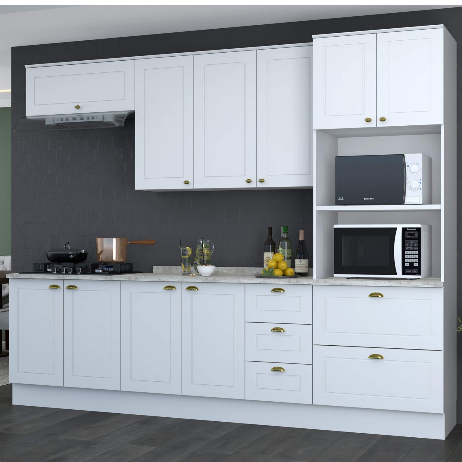 Cozinha Completa 5 Peças 10 Portas Emily Espresso Móveis Branco