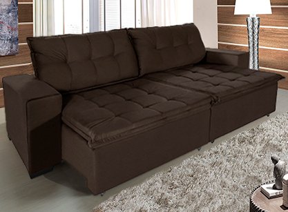 Menor preço em Sofá Austrália 2,32 Mts Retrátil e Reclinavel Tecido Suede Pluma Café  Marrom