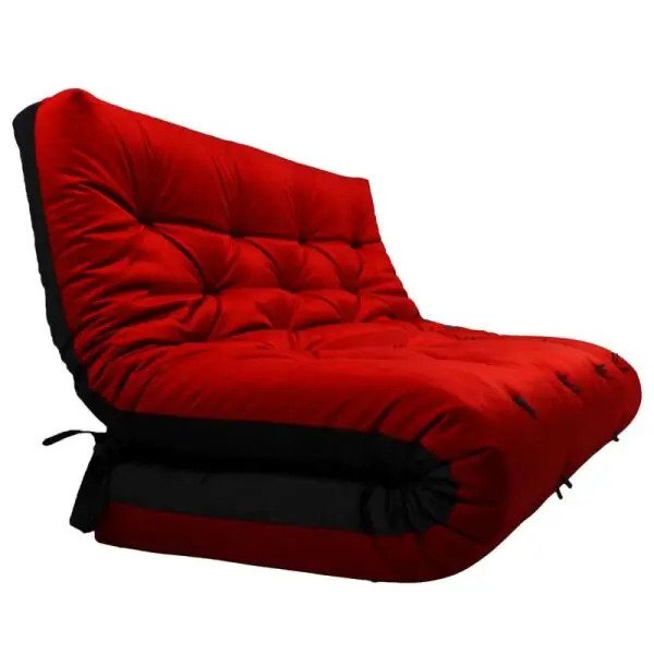Futon Japonês Casal Dobrável Sofa Cama Vermelho/Preto MadeiraMadeira