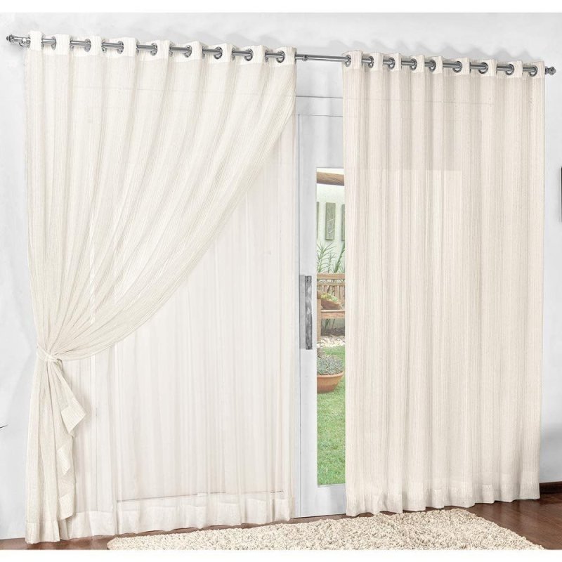 Menor preço em Cortina para 4,50 Metros x 2,50 Metros Alt Tecido Voil Trabalhado - Palha