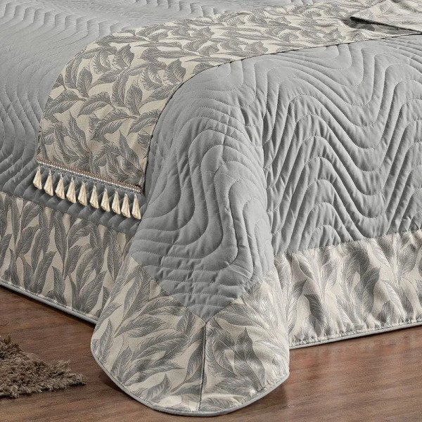 Kit Cobre Leito Super King Blessa Tecido Percal De Microfibra Estampa Folhas C Xale 8 Pecas Madeiramadeira