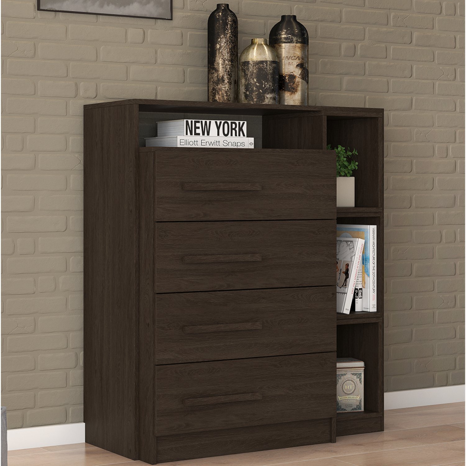 Cômoda 4 Gavetas 4 Nichos Tulipa Demóbile Demóbile Ébano é boa?