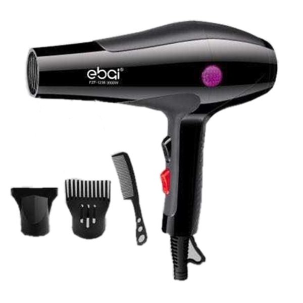Secador De Cabelo Ebai 3000w Com Acessorios 110v Quente E Frio Preto Madeiramadeira