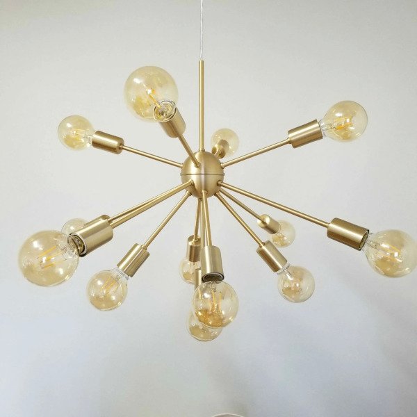 Lustre Pendente Moderno Sputnik Dourado 13 Lampadas Nao Inclusas Madeiramadeira