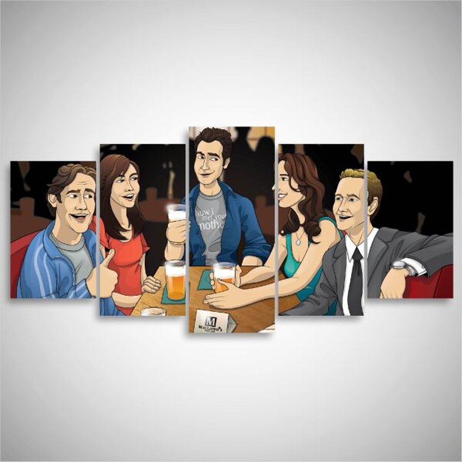 Quadro Himym Series Mosaico 5 Pecas Decorativo Madeiramadeira