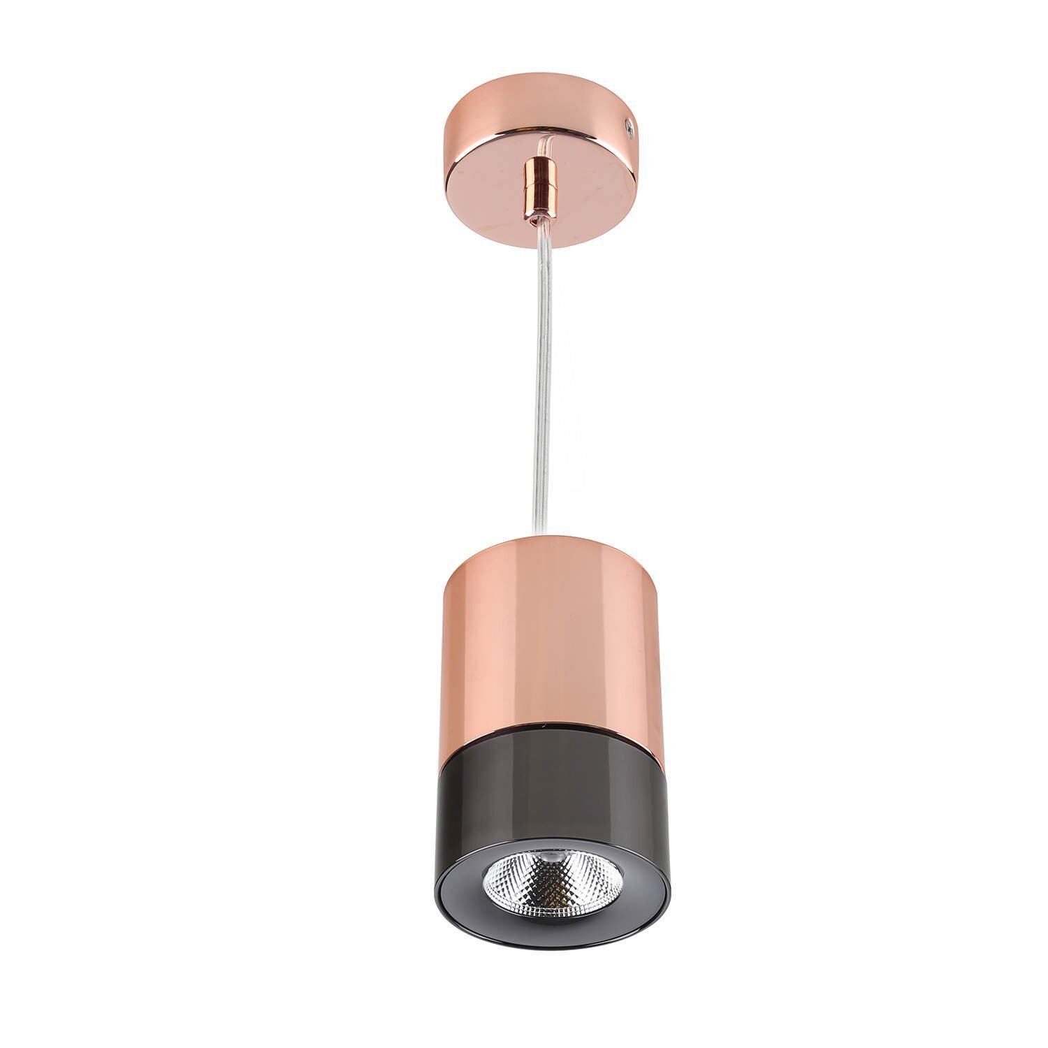 Pendente Led de Metal Roll 12,5cmx8cm Bella Iluminação 1x5W Cobre e Preto Menor preço em Pendente Led de Metal Roll 12,5cmx8cm Bella Iluminação 1x5W Cobre e Preto