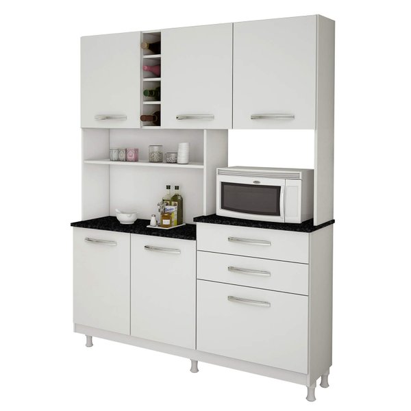 Armário para Cozinha 6 Portas 2 Gavetas Maria Espresso Móveis Branco