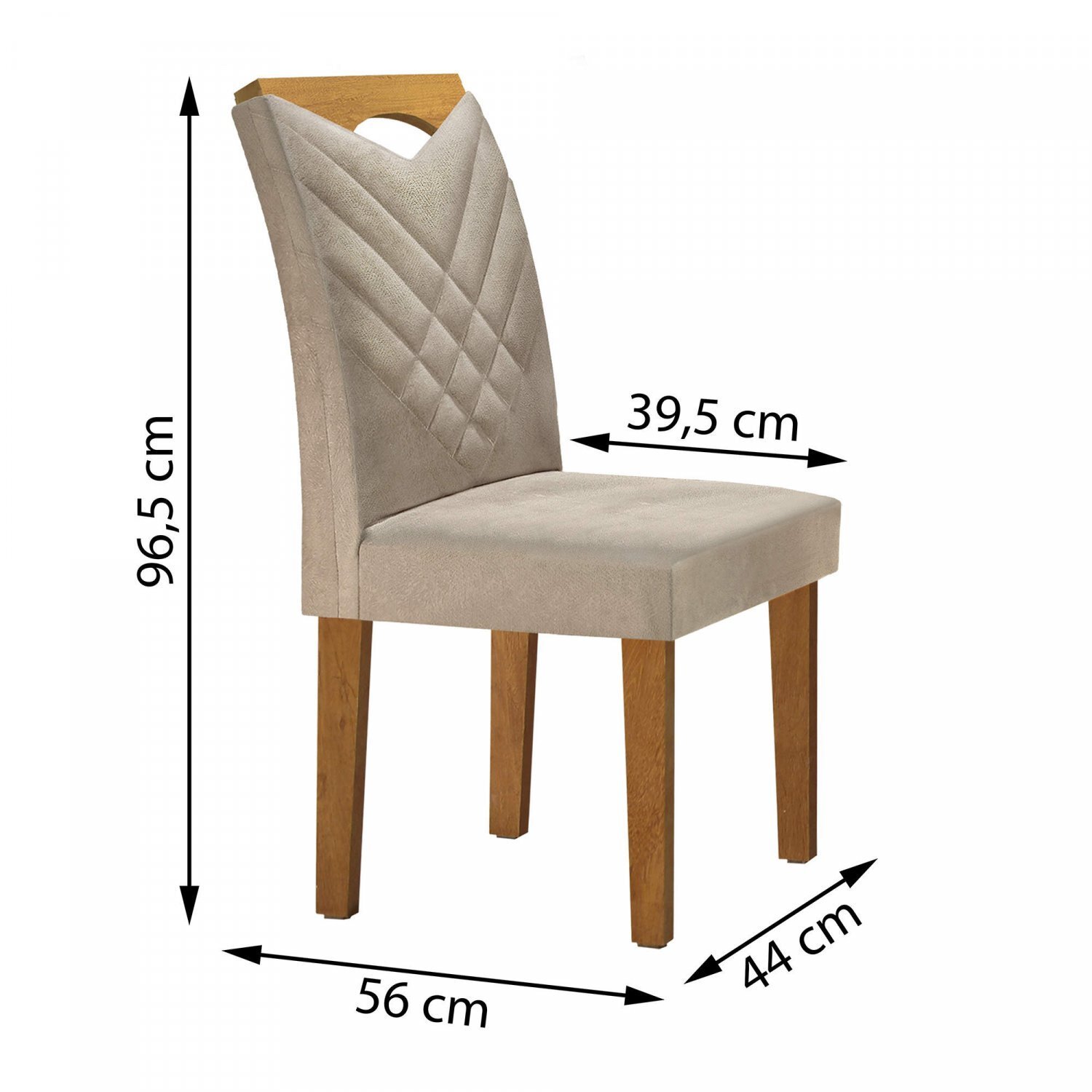 Conjunto 2 Cadeiras Estofadas Texas Siena Móveis Ype/Jacar MadeiraMadeira