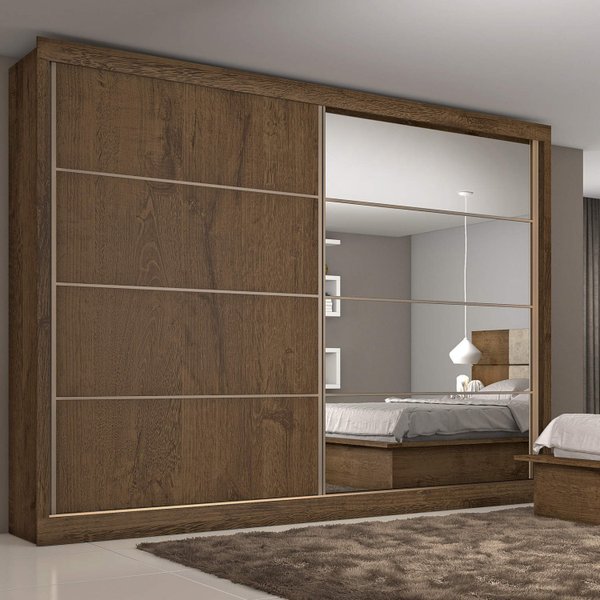 Guarda Roupa Casal Com Espelho 2 Portas 6 Gavetas Sevilha 7773 Made 