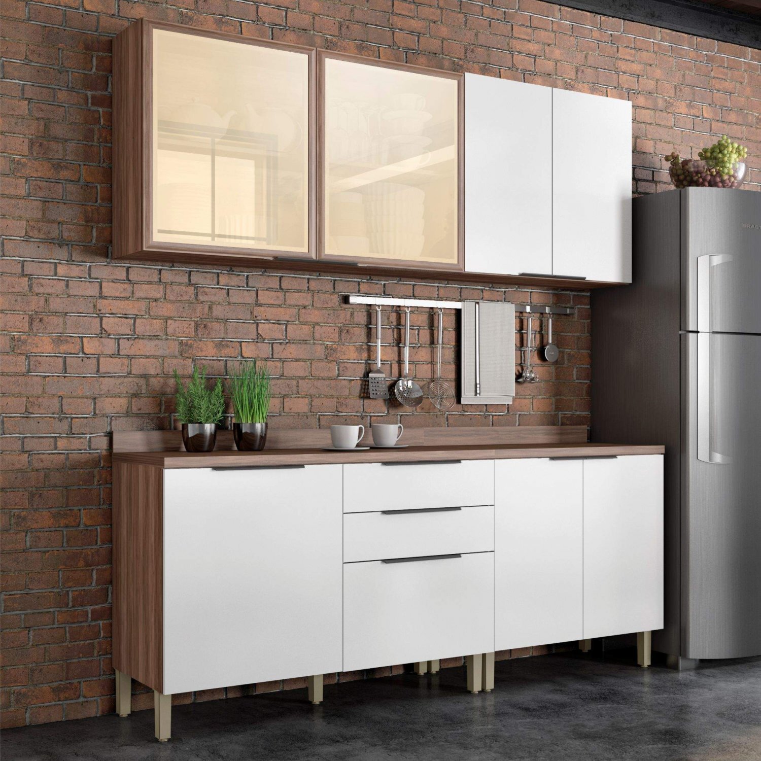 Cozinha Compacta 4 Peças Donna Nesher Móveis Branco/Madeirado é boa?