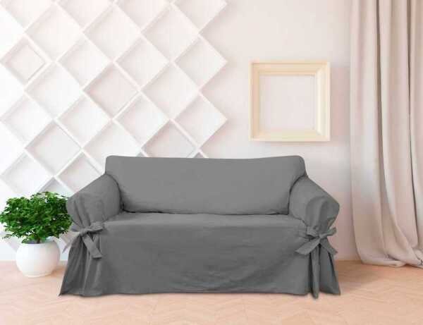 Capa Para Sofa De 3 Lugares Em Tecido Gorgurao Cor Cinza Grafite Madeiramadeira