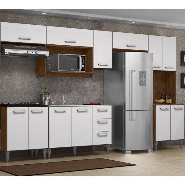 Cozinha Modulada 08 Peças Milena 2731 Marrom Branco Milani Movelaria Marrom Branco é boa?