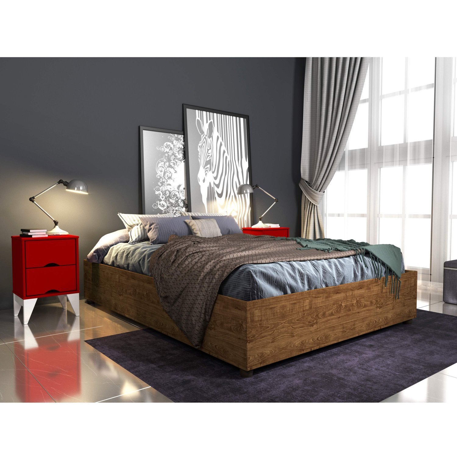 Base para Cama Casal e 2 Criados Mudos 2 Gavetas Virginia Siena Móveis Imbuia Rustic/Carmim é boa?
