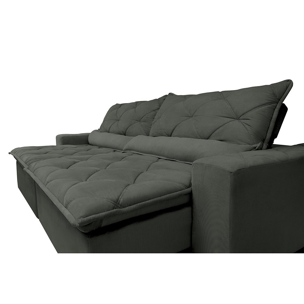 Sofá Retrátil e Reclinável 3 Lugares 2,32m Lisboa Cama Inbox Grafite