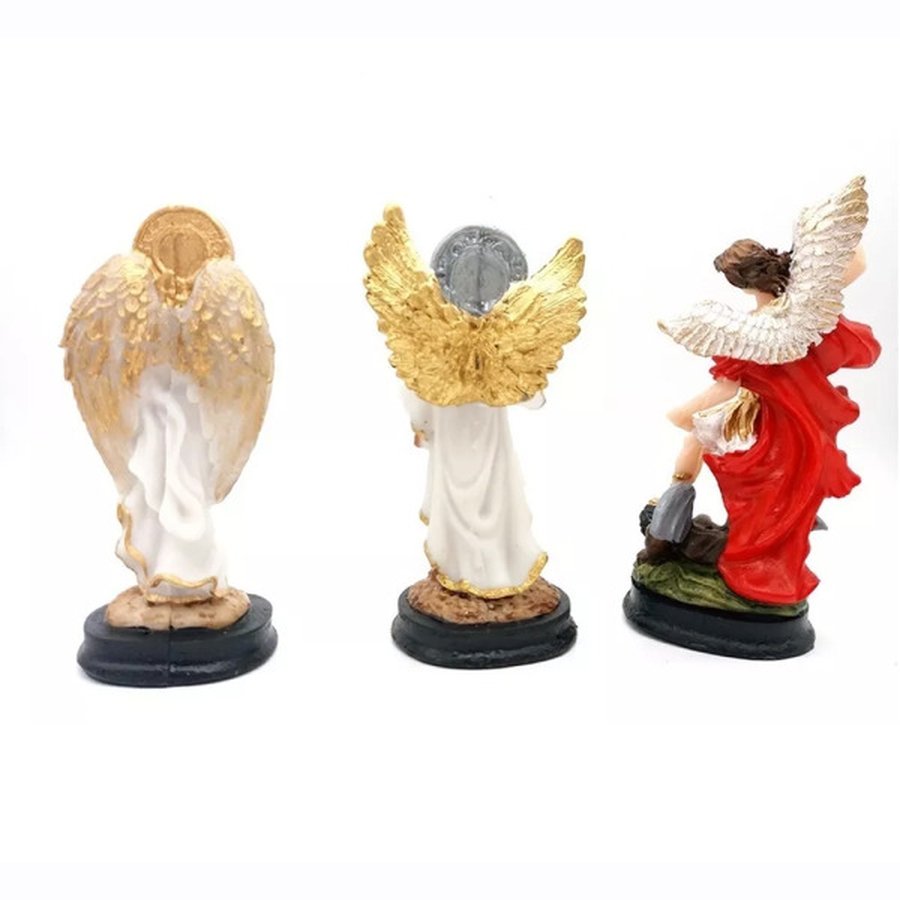 3 Imagens De Arcanjos Infantil Sao Miguel Sao Rafael E Sao Gabriel Em Resina 15 Cm