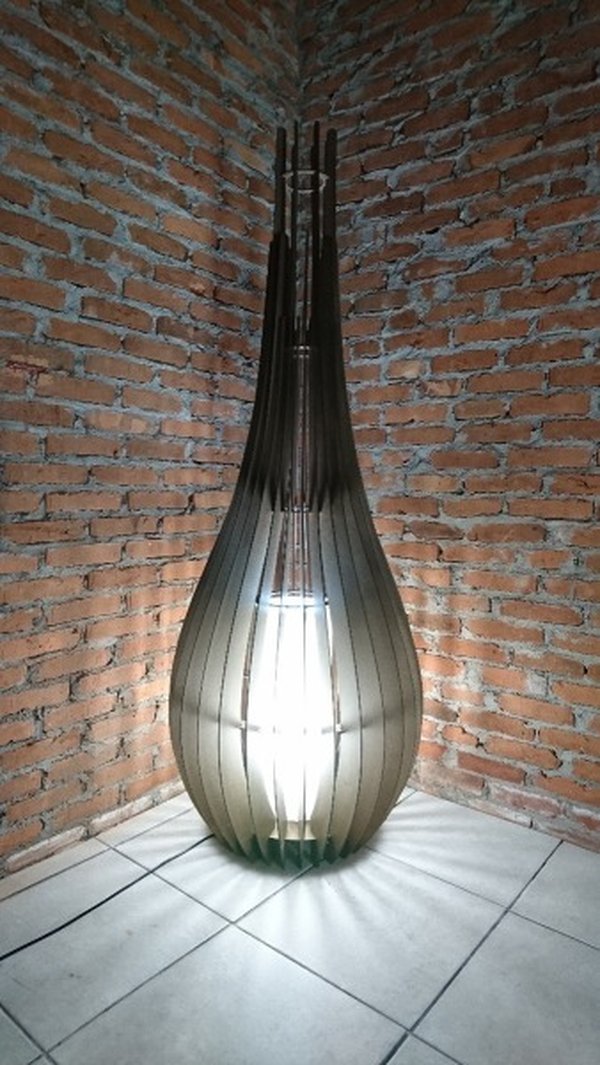 Luminária Chão Abajur 180 Cm Madeira Mdf Gota MOD. Lm101 Ana Maria