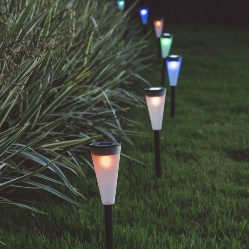 Kit com 4 Luminária Solar Balizador de Jardim LED Colorido Multicor