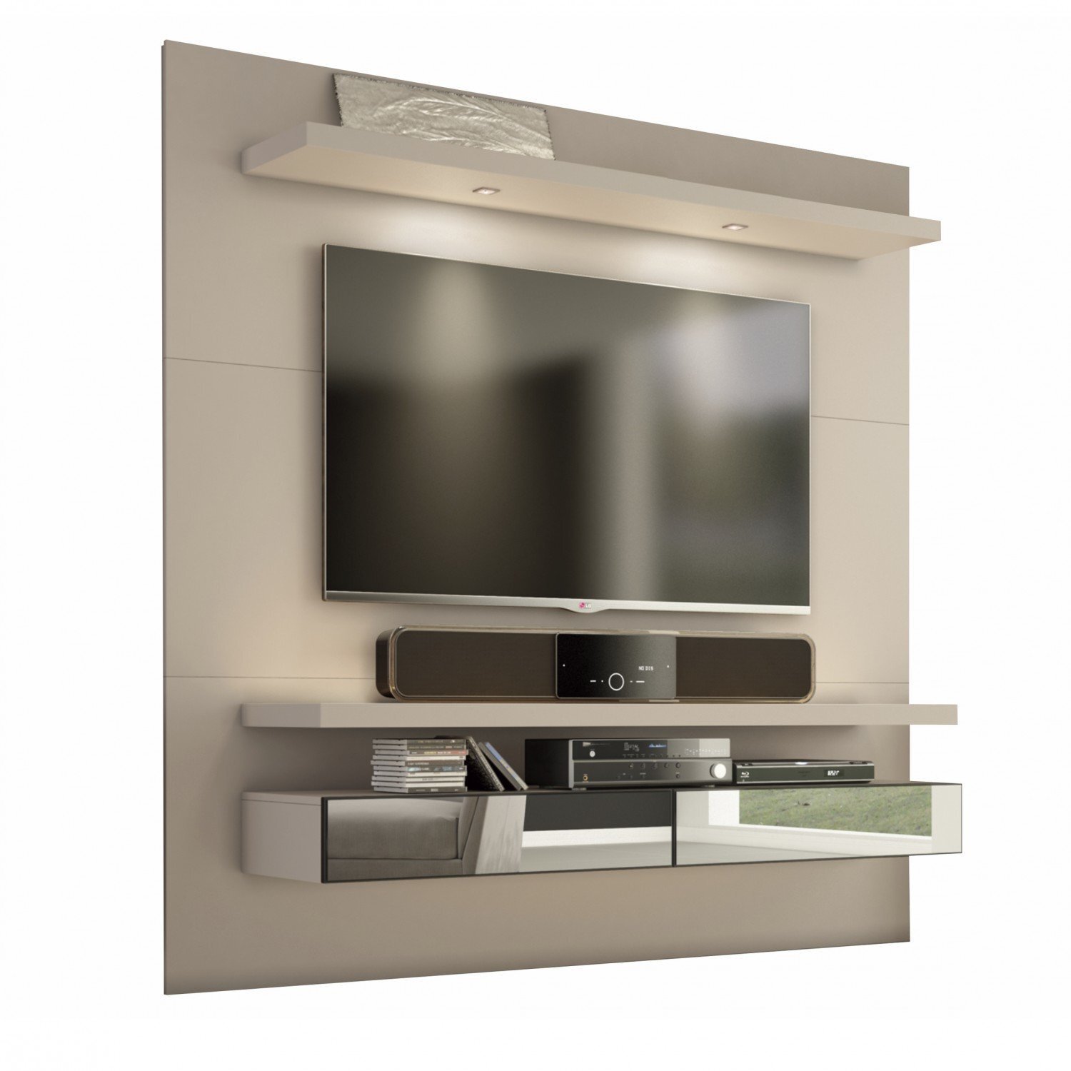 Painel Para TV At 50 Polegadas 2 Gavetas Espelhadas Com LED TB107E 