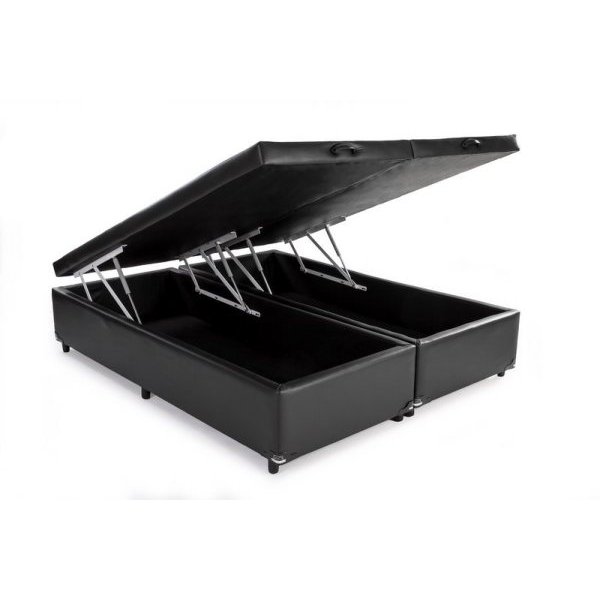 Cama Box Bau Queen Bipartido 158 X 198 Suede Preto MadeiraMadeira