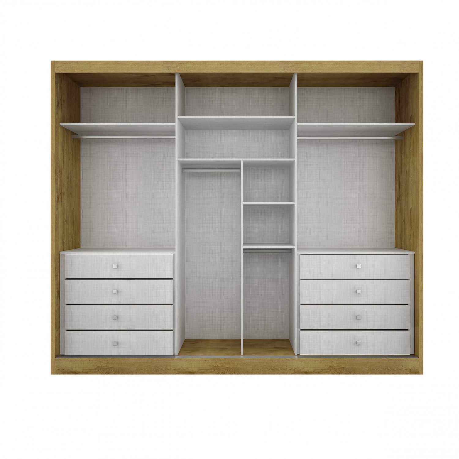 Guarda Roupa Casal Com Espelho 3 Portas De Correr 8 Gavetas Grand 