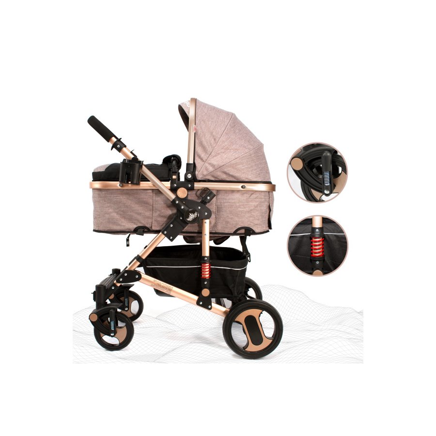 Carrinho De Bebe Moises Reversivel Luxo Mc5014bg Unica Madeiramadeira