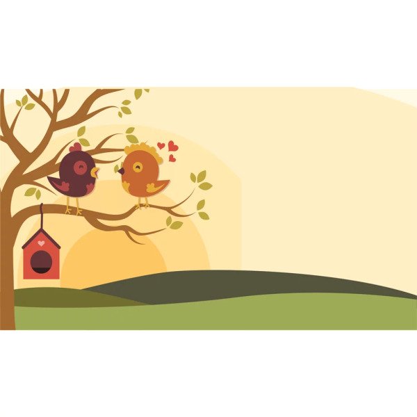 Painel De Tecido Sublimado Passarinhos Apaixonados 002 Madeiramadeira