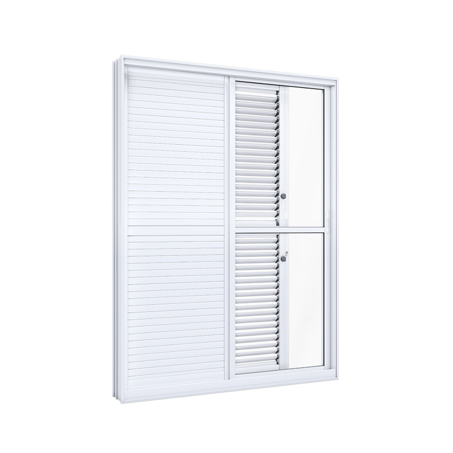 Menor preço em Porta de Alumínio Balcão de Correr Lateral Flex 2 Folhas Móveis 1 Fixa Lucasa Eccellente 214,5cmx150 Branco