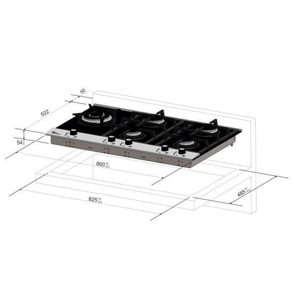Cooktop 5 Bocas a Gás Automático Platinium Fischer Bivolt Preto