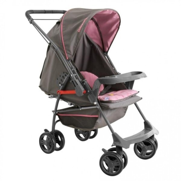 Carrinho De Bebe Reversivel Ii Milano Galzerano Grafite Com Rosa Madeiramadeira