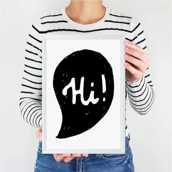 Quadro Infantil Oi P B Balao De Pensamento Madeiramadeira