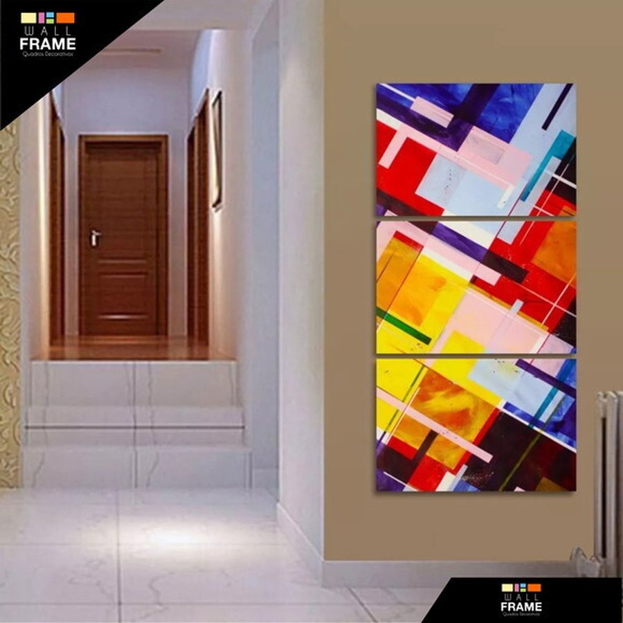 Quadro Decorativo Abstrato Moderno Colorido 120x60 Grande Madeiramadeira