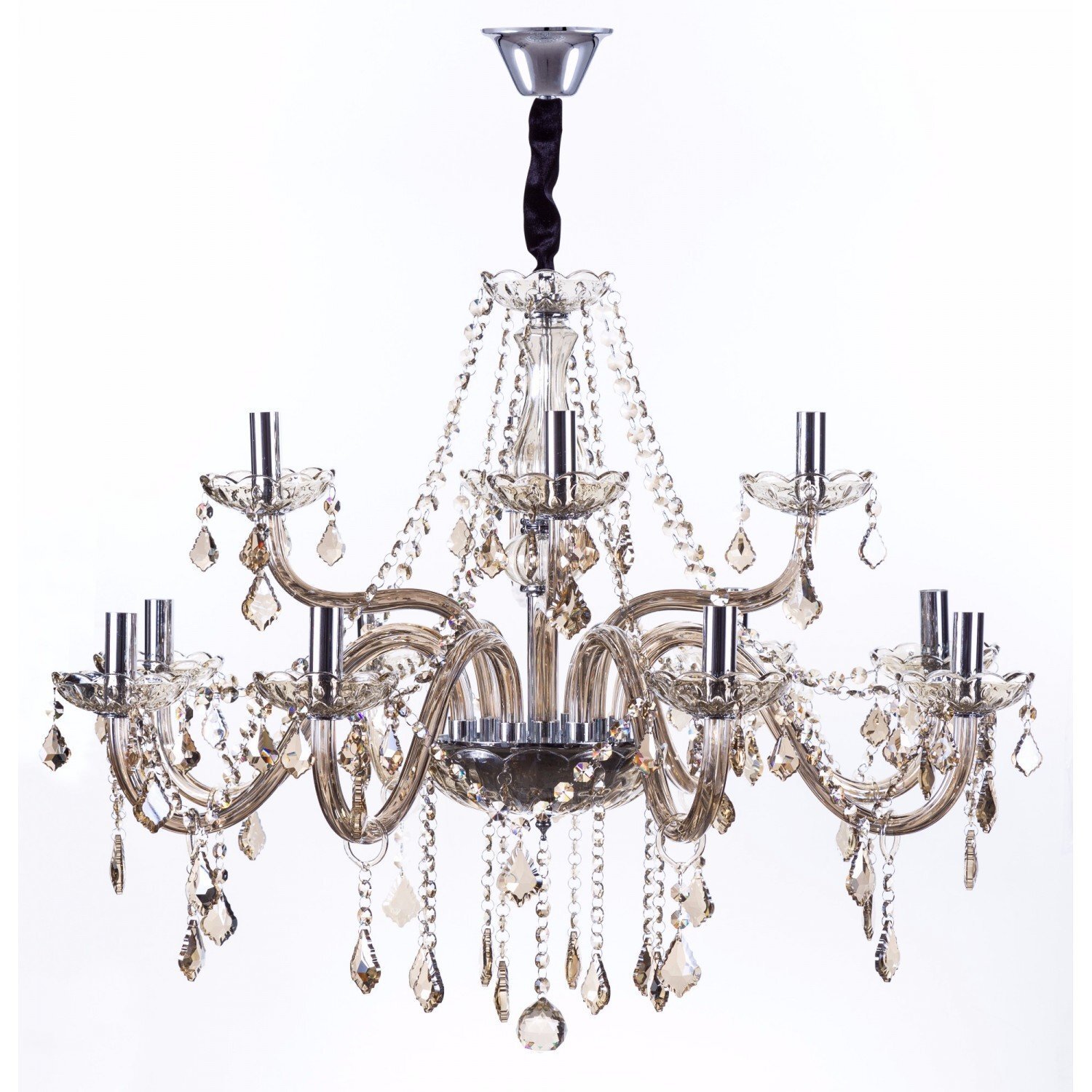 Lustre de Cristal para 12 Lâmpadas Maria Thereza Shinelux Champagne ...