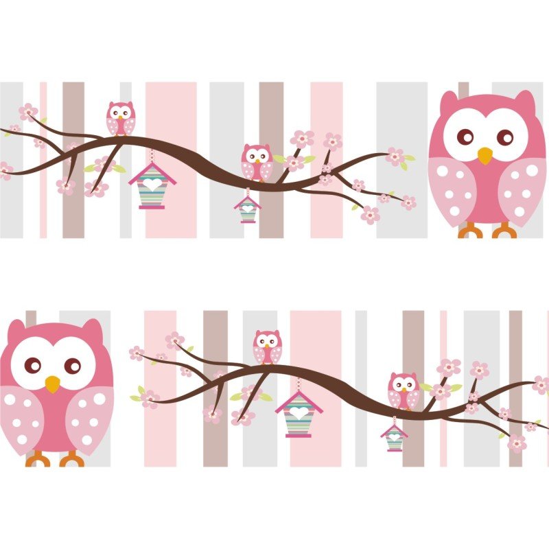 Faixa Adesivo Infantil De Parede Coruja Corujinha Passaro 09 Colorido Madeiramadeira