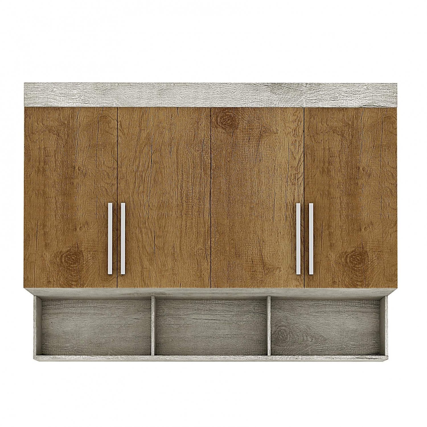 Armário Aéreo de Quarto 4 Portas 3 Nichos 160cm Georgia J&A Móveis