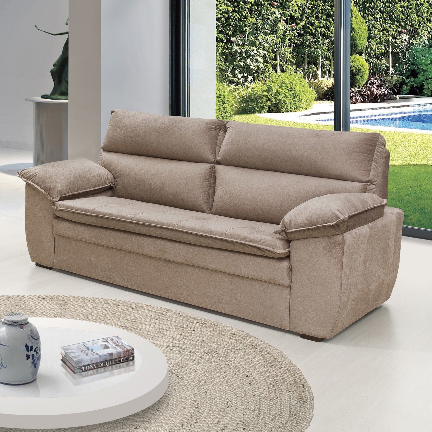 Conjunto Sofá 2 e 3 Lugares Ferrari Hellen Pena Castor MadeiraMadeira