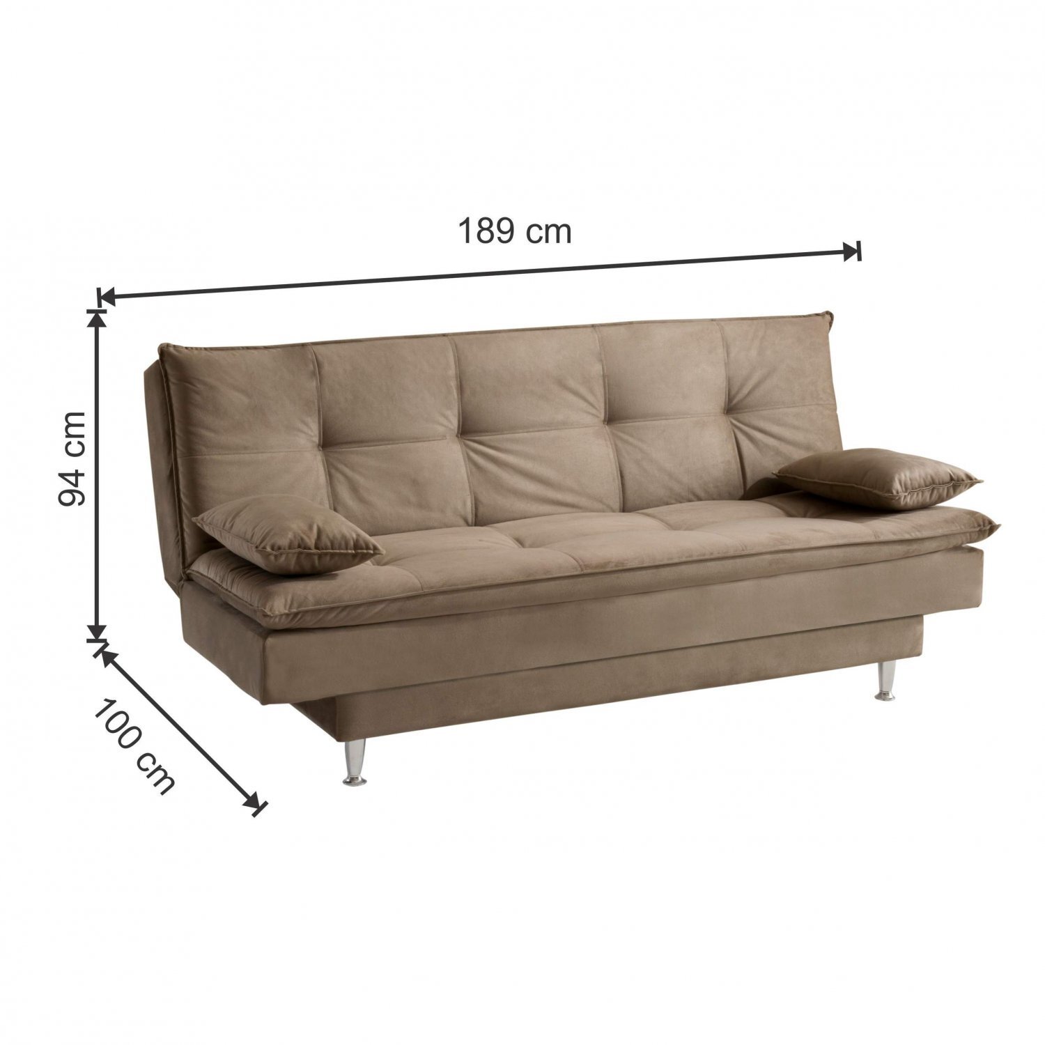 Sofá Cama 3 Lugares Dobrável Liverpool Arte Cúbica Estofados Bege