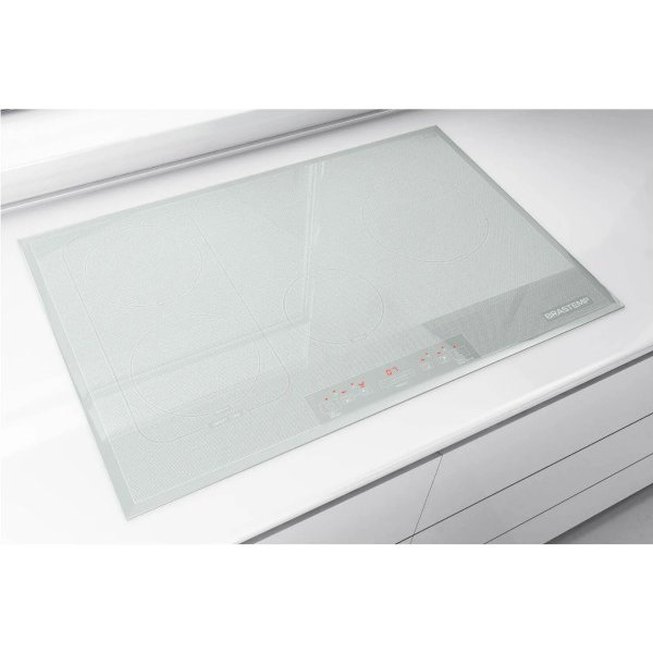 Cooktop 4 bocas de indução Brastemp Branco com smart zone e timer GDJ77AB Branco MadeiraMadeira