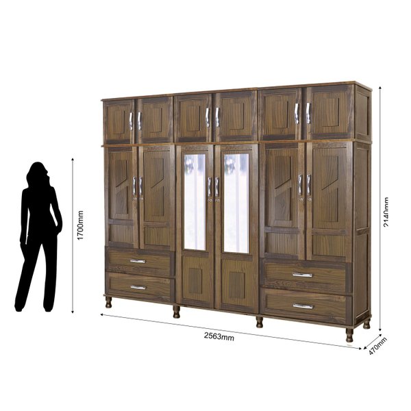 Guarda Roupa Casal Com Espelho 12 Portas 4 Gavetas Rio Branco Premium 