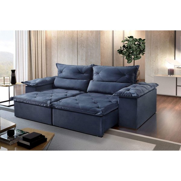 Sofá Retrátil 2 Lugares Suede Martins Estofados Azul MadeiraMadeira