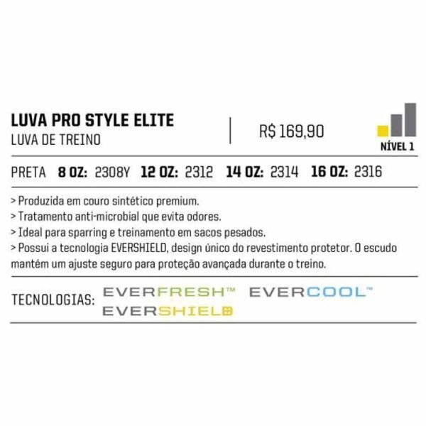 luva muay thai everlast 16oz