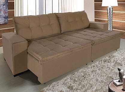 Sofa Australia 2 52 Mts Retratil E Reclinavel Tecido Suede Pluma Castor Moveis Marfim Castor Madeiramadeira