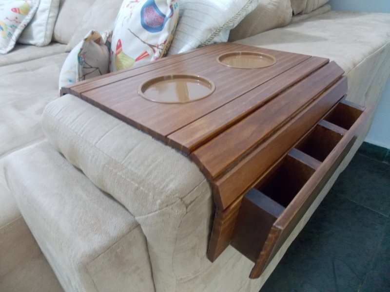 Bandeja Para Braço de Sofá Decorativa Com Porta Copos e Suporte ...