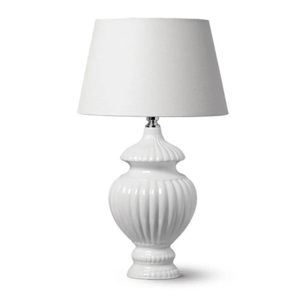 Abajur de Cerâmica Frisos com Cúpula - Branco | MadeiraMadeira