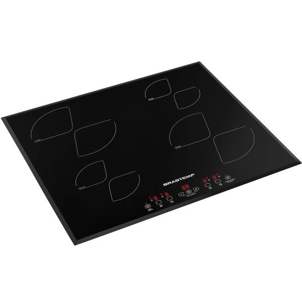 Cooktop 4 bocas de indução Brastemp com timer touch BDJ62AE Preto MadeiraMadeira